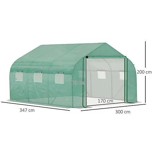 Outsunny 3.5 X 3 X 2m Outdoor Tunnel Greenhouse W/ Roll Up Door 6 Windows 5 Outsunny 3.5 X 3 X 2m Outdoor Tunnel Greenhouse W/ Roll Up Door 6 Windows - Image 3