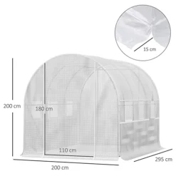 Outsunny 3 X 2 X 2m Walk-in Tunnel Greenhouse PE Cover Mesh Window White -HOMCO Garden Shop outsunny 3 x 2 x 2m walk in tunnel greenhouse pe cover mesh window white5056534561987 03c MP
