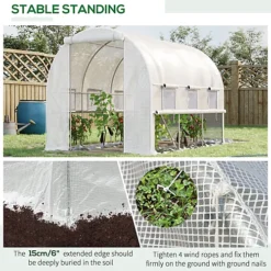Outsunny 3 X 2 X 2m Walk-in Tunnel Greenhouse PE Cover Mesh Window White -HOMCO Garden Shop outsunny 3 x 2 x 2m walk in tunnel greenhouse pe cover mesh window white5056534561987 06c MP