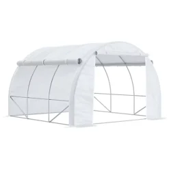 Outsunny 3 X 3 X 2 M Polytunnel Greenhouse Polly Tunnel Tent Steel Frame White -HOMCO Garden Shop outsunny 3 x 3 x 2 m polytunnel greenhouse polly tunnel tent steel frame white5056534554651 02c MP