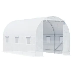 Outsunny 4.5 X 2M Walk-in Polytunnel Greenhouse For Garden, Galvanised Steel -HOMCO Garden Shop outsunny 4 5 x 2m walk in polytunnel greenhouse for garden galvanised steel5055974840324 02c MP