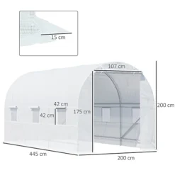 Outsunny 4.5 X 2M Walk-in Polytunnel Greenhouse For Garden, Galvanised Steel -HOMCO Garden Shop outsunny 4 5 x 2m walk in polytunnel greenhouse for garden galvanised steel5055974840324 03c MP