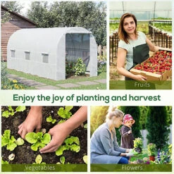 Outsunny 4.5 X 2M Walk-in Polytunnel Greenhouse For Garden, Galvanised Steel -HOMCO Garden Shop outsunny 4 5 x 2m walk in polytunnel greenhouse for garden galvanised steel5055974840324 06c MP