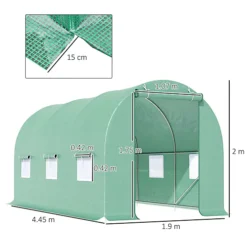 Outsunny 4.5m X 2m X 2m Walk-In Gardening Plant Greenhouse PE Cover, Green -HOMCO Garden Shop outsunny 4 5m x 2m x 2m walk in gardening plant greenhouse pe cover green5056602942229 03c MP