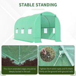 Outsunny 4.5m X 2m X 2m Walk-In Gardening Plant Greenhouse PE Cover, Green -HOMCO Garden Shop outsunny 4 5m x 2m x 2m walk in gardening plant greenhouse pe cover green5056602942229 06c MP