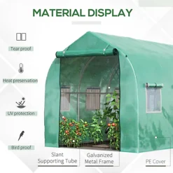 Outsunny 4 X 2 M Walk In Polytunnel Greenhouse Galvanised Steel Zipped Door -HOMCO Garden Shop outsunny 4 x 2 m walk in polytunnel greenhouse galvanised steel zipped door5055974862227 03c MP
