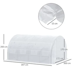 Outsunny 4 X 3 X 2 M Polytunnel Greenhouse Pollytunnel Tent Steel Frame White -HOMCO Garden Shop outsunny 4 x 3 x 2 m polytunnel greenhouse pollytunnel tent steel frame white5056534554576 03c MP