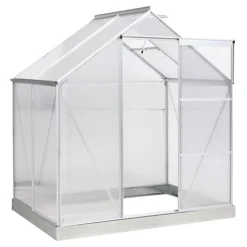 Outsunny 4x6FT Walk-In Greenhouse Polycarb. Panels Aluminium Frame Sliding Door -HOMCO Garden Shop outsunny 4x6ft walk in greenhouse polycarb panels aluminium frame sliding door5056399108440 02c MP