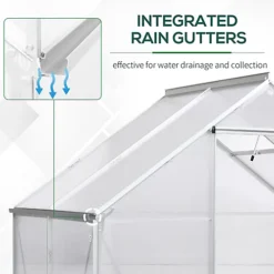 Outsunny 4x6FT Walk-In Greenhouse Polycarb. Panels Aluminium Frame Sliding Door -HOMCO Garden Shop outsunny 4x6ft walk in greenhouse polycarb panels aluminium frame sliding door5056399108440 06c MP