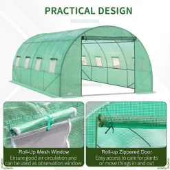 Outsunny 6 X 3M Polytunnel Walk-in Garden Greenhouse With Zip Door And Windows -HOMCO Garden Shop outsunny 6 x 3m polytunnel walk in garden greenhouse with zip door and windows5056534537876 06c MP