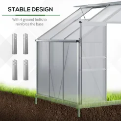 Outsunny 6 X 4ft Lean To Polycarbonate Greenhouse For Outdoor W/ Sliding Door -HOMCO Garden Shop outsunny 6 x 4ft lean to polycarbonate greenhouse for outdoor w sliding door5056534552121 06c MP
