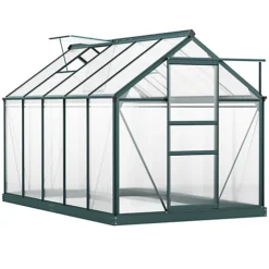 Outsunny 6x10ft Walk-In Polycarbonate Greenhouse Plant Grow Galvanized Aluminium -HOMCO Garden Shop outsunny 6x10ft walk in polycarbonate greenhouse plant grow galvanized aluminium5056399117732 02c MP