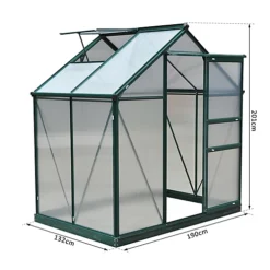 Outsunny 6x4ft Walk-In Polycarbonate Greenhouse Plant Grow Galvanized Aluminium -HOMCO Garden Shop outsunny 6x4ft walk in polycarbonate greenhouse plant grow galvanized aluminium5056399104381 03c MP