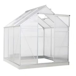 Outsunny 6x6ft Walk-In Greenhouse Polycarb. Panels Aluminium Frame Sliding Door -HOMCO Garden Shop outsunny 6x6ft walk in greenhouse polycarb panels aluminium frame sliding door5056399108457 02c MP