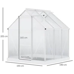 Outsunny 6x6ft Walk-In Greenhouse Polycarb. Panels Aluminium Frame Sliding Door -HOMCO Garden Shop outsunny 6x6ft walk in greenhouse polycarb panels aluminium frame sliding door5056399108457 03c MP