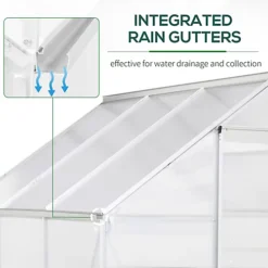 Outsunny 6x6ft Walk-In Greenhouse Polycarb. Panels Aluminium Frame Sliding Door -HOMCO Garden Shop outsunny 6x6ft walk in greenhouse polycarb panels aluminium frame sliding door5056399108457 06c MP