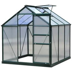 Outsunny 6x6ft Walk-In Polycarbonate Greenhouse Plant Grow Galvanized Aluminium -HOMCO Garden Shop outsunny 6x6ft walk in polycarbonate greenhouse plant grow galvanized aluminium5055974840676 02c MP