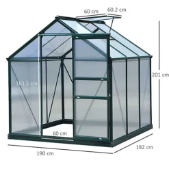 Outsunny 6x6ft Walk-In Polycarbonate Greenhouse Plant Grow Galvanized Aluminium -HOMCO Garden Shop outsunny 6x6ft walk in polycarbonate greenhouse plant grow galvanized aluminium5055974840676 03c MP