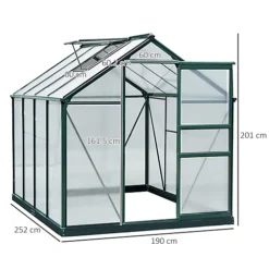 Outsunny 6x8ft Walk-In Polycarbonate Greenhouse Plant Grow Galvanized Aluminium -HOMCO Garden Shop outsunny 6x8ft walk in polycarbonate greenhouse plant grow galvanized aluminium5056029815786 03c MP