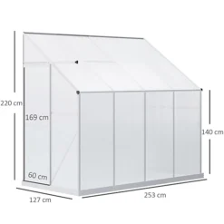 Outsunny 8.3FT X 4FT Walk-In Garden Greenhouse Aluminum Frame Polycarbonate -HOMCO Garden Shop outsunny 8 3ft x 4ft walk in garden greenhouse aluminum frame polycarbonate5056534545802 03c MP