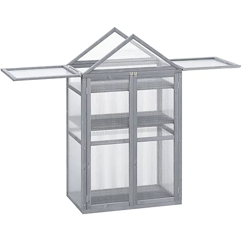 Outsunny 80x47x138cm Wood Cold Frame Greenhouse For Plants PC Board Grey 4 Outsunny 80x47x138cm Wood Cold Frame Greenhouse For Plants PC Board Grey - Image 2