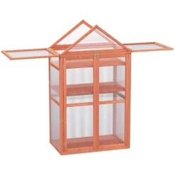 Outsunny 80x47x138cm Wood Cold Frame Greenhouse For Plants PC Board Orange -HOMCO Garden Shop outsunny 80x47x138cm wood cold frame greenhouse for plants pc board orange5056399128028 02c MP