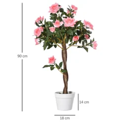 Outsunny 90cm/3FT Artificial Rose Tree Fake Decorative Plant 21 Flowers Pot Pink -HOMCO Garden Shop outsunny 90cm 3ft artificial rose tree fake decorative plant 21 flowers pot pink5056399121692 03c MP