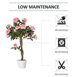 Outsunny 90cm/3FT Artificial Rose Tree Fake Decorative Plant 21 Flowers Pot Pink -HOMCO Garden Shop outsunny 90cm 3ft artificial rose tree fake decorative plant 21 flowers pot pink5056399121692 06c MP