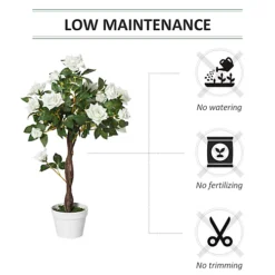 Outsunny 90cm Artificial Rose Tree Fake Decorative Plant 21 Flowers Pot White -HOMCO Garden Shop outsunny 90cm artificial rose tree fake decorative plant 21 flowers pot white5056399121708 06c MP