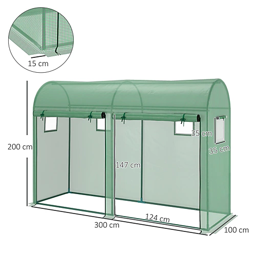 Outsunny Garden Plant Tomato Growth Greenhouse W/ 2 Doors 4 Windows 3 X 1 X 2m 5 Outsunny Garden Plant Tomato Growth Greenhouse W/ 2 Doors 4 Windows 3 X 1 X 2m - Image 3