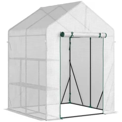 Outsunny Greenhouse For Outdoor, Portable Gardening Plant Grow House With Shelf 143L X 143W -HOMCO Garden Shop outsunny greenhouse for outdoor portable gardening plant grow house with shelf 143l x 143w5056534559847 02c MP