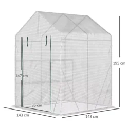 Outsunny Greenhouse For Outdoor, Portable Gardening Plant Grow House With Shelf 143L X 143W -HOMCO Garden Shop outsunny greenhouse for outdoor portable gardening plant grow house with shelf 143l x 143w5056534559847 03c MP