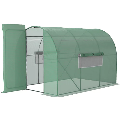 Outsunny Large Walk-In Greenhouse, Plant Gardening Tunnel Hot House With Metal Hinged Door, Galvanised Steel Frame & Mesh Windows 4 Outsunny Large Walk-In Greenhouse, Plant Gardening Tunnel Hot House With Metal Hinged Door, Galvanised Steel Frame & Mesh Windows - Image 2