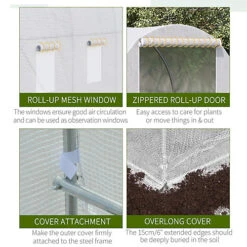 Outsunny Large Walk-in Greenhouse Poly Tunnel Galvanised Garden Plants Grow Tent -HOMCO Garden Shop outsunny large walk in greenhouse poly tunnel galvanised garden plants grow tent5055974840317 03c MP