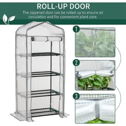 Outsunny Mini Greenhouse 4-Tier Portable Plant House Shed PE Cover, White -HOMCO Garden Shop outsunny mini greenhouse 4 tier portable plant house shed pe cover white5056534504304 06c MP