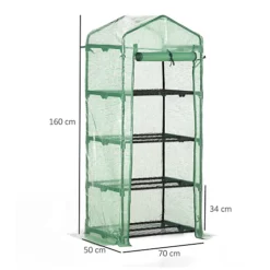 Outsunny Mini Greenhouse 4-Tier Portable Plant House Shed W/ PE Cover, Green -HOMCO Garden Shop outsunny mini greenhouse 4 tier portable plant house shed w pe cover green5056534504380 03c MP