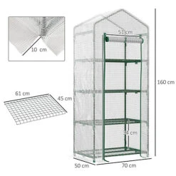 Outsunny Mini Greenhouse 4-Tier Portable Plant House Shed W/ PE Cover, White -HOMCO Garden Shop outsunny mini greenhouse 4 tier portable plant house shed w pe cover white5056534504427 03c MP