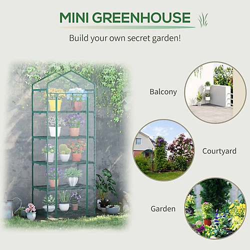Outsunny Mini Greenhouse Outdoor Flower Stand PVC Cover Portable 69 X 49 X 193cm 6 Outsunny Mini Greenhouse Outdoor Flower Stand PVC Cover Portable 69 X 49 X 193cm - Image 4