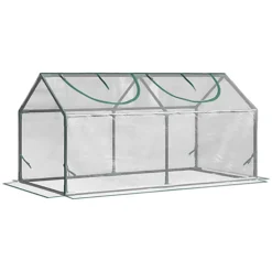 Outsunny Mini Greenhouse Portable Flower Planter Tomato Vegetable House For Garden Backyard With Zipper 120 X 60 X 60 Cm, Clear -HOMCO Garden Shop outsunny mini greenhouse portable flower planter tomato vegetable house for garden backyard with zipper 120 x 60 x 60 cm clear5056602949372 02c MP