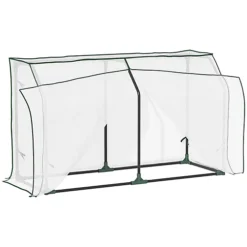 Outsunny Mini Greenhouse Portable Garden Growhouse With Zipper Design, White -HOMCO Garden Shop outsunny mini greenhouse portable garden growhouse with zipper design white5056534556747 02c MP
