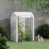 Outsunny Mini Greenhouse With Shelves And Roll Up Door, 100x80x150cm, White -HOMCO Garden Shop outsunny mini greenhouse with shelves and roll up door 100x80x150cm white5056534575724 01c MP