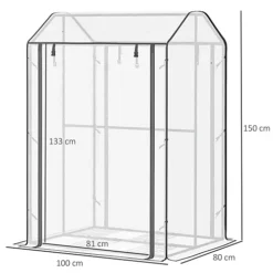 Outsunny Mini Greenhouse With Shelves And Roll Up Door, 100x80x150cm, White -HOMCO Garden Shop outsunny mini greenhouse with shelves and roll up door 100x80x150cm white5056534575724 03c MP