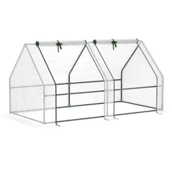 Outsunny Mini Small Greenhouse With Steel Frame & PE Cover & Window, White -HOMCO Garden Shop outsunny mini small greenhouse with steel frame pe cover window white5056602936006 02c MP