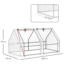 Outsunny Mini Small Greenhouse With Steel Frame & PE Cover & Window, White -HOMCO Garden Shop outsunny mini small greenhouse with steel frame pe cover window white5056602936006 03c MP