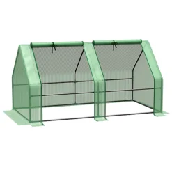Outsunny Mini Small Greenhouse With Steel Frame & PE Cover & Zippered Window -HOMCO Garden Shop outsunny mini small greenhouse with steel frame pe cover zippered window5056534582227 02c MP