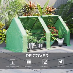 Outsunny Mini Small Greenhouse With Steel Frame & PE Cover & Zippered Window -HOMCO Garden Shop outsunny mini small greenhouse with steel frame pe cover zippered window5056534582227 03c MP