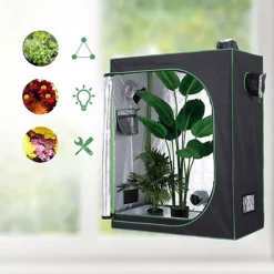 Outsunny Mylar Hydroponic Grow Tent With Floor Tray For Indoor Plant Black Green