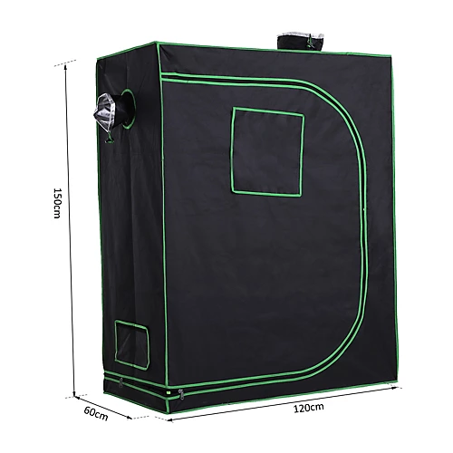 Outsunny Mylar Hydroponic Grow Tent With Floor Tray For Indoor Plant Black Green 5 Outsunny Mylar Hydroponic Grow Tent With Floor Tray For Indoor Plant Black Green - Image 3