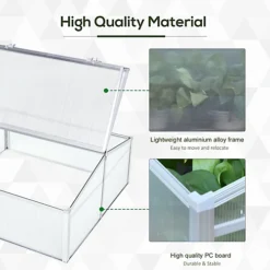 Outsunny Outdoor 2 Level Adjustable Roof Cold Frame Greenhouse Aluminium -HOMCO Garden Shop outsunny outdoor 2 level adjustable roof cold frame greenhouse aluminium5056029839133 06c MP