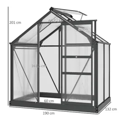Outsunny Polycarbonate Greenhouse Large Walk-In Green House Garden Plants Grow Galvanized Base Aluminium, 6 X 4ft -HOMCO Garden Shop outsunny polycarbonate greenhouse large walk in green house garden plants grow galvanized base aluminium 6 x 4ft5056602927691 03c MP